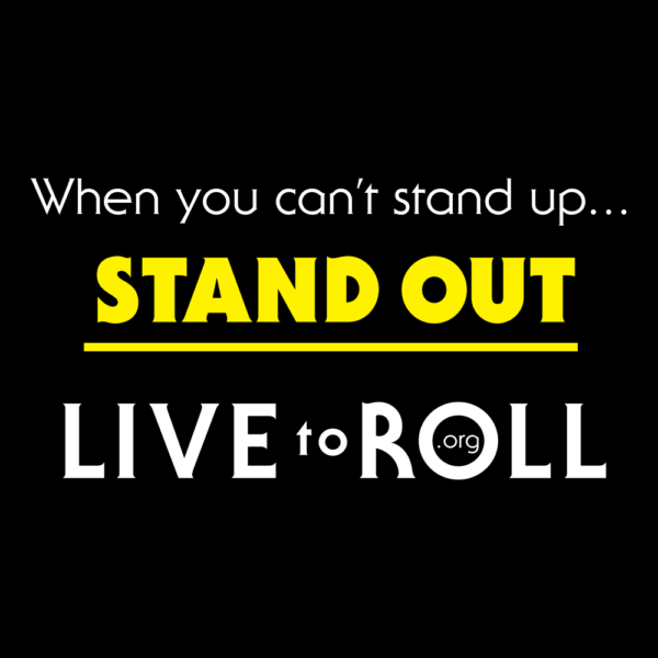 When you can't stand, STAND OUT T-Shirt Black and Yellow Back