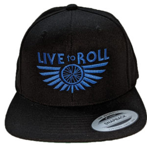 Black SnapBack Hat blue stitching